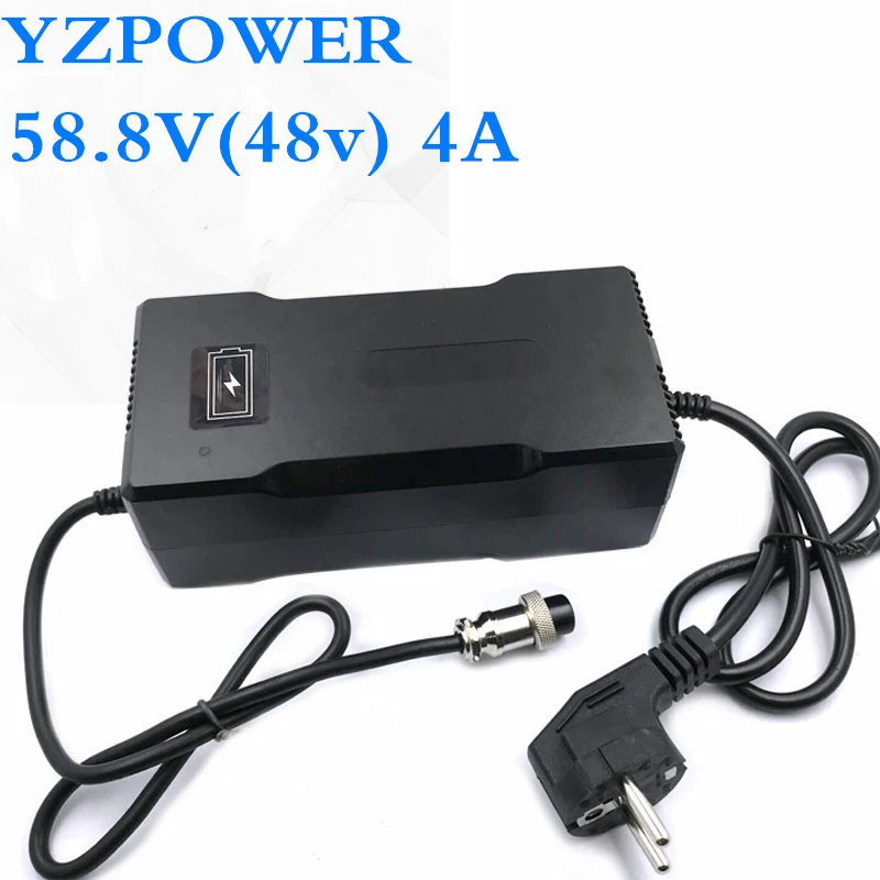 Comprar YZPOWER AC100V 240V 58,8 V 2.5A 3A 3.5A 4A Auto cargador de batería de litio para 48V Li ion Lipo batería paquete herramienta eléctrica