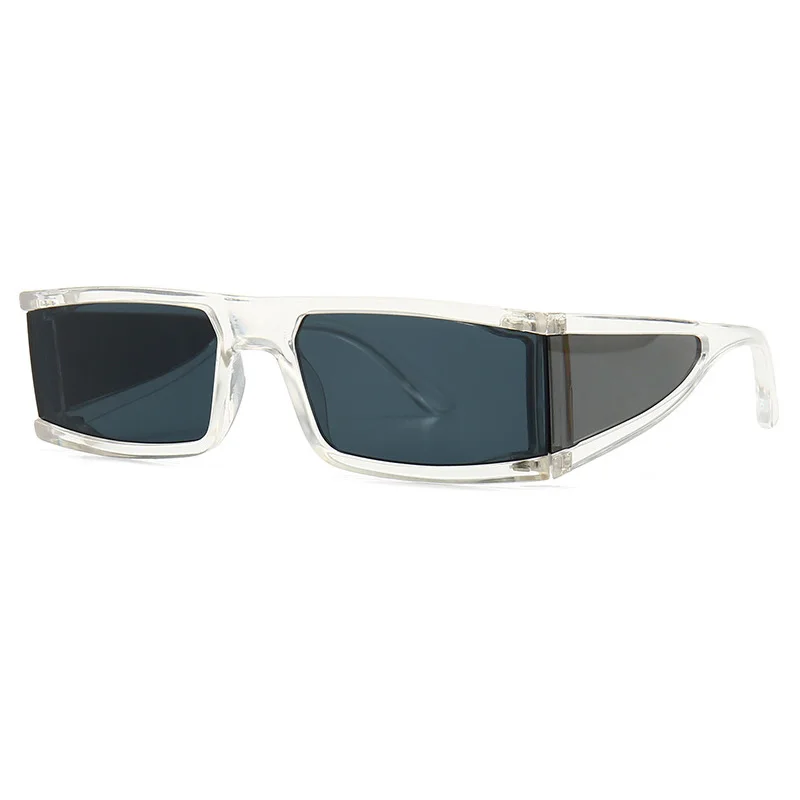 SHAUNA, новинка, хит, модные женские и мужские Квадратные Солнцезащитные очки, прозрачная оправа, широкие ноги, зеркальные линзы, летние очки, оттенок UV400 - Цвет линз: Transparent Gray