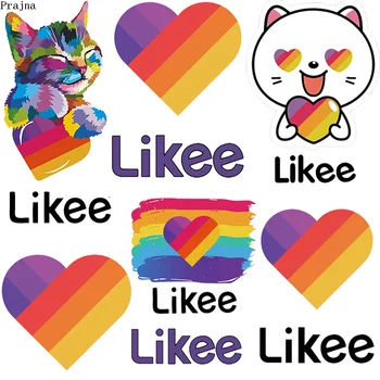 

Prajna Likee Iron On Transfer Heat Transfer Vinyl Cat Patches For Clothes Stripe Heart Fashion Badge Applique Stickers DIY Parch