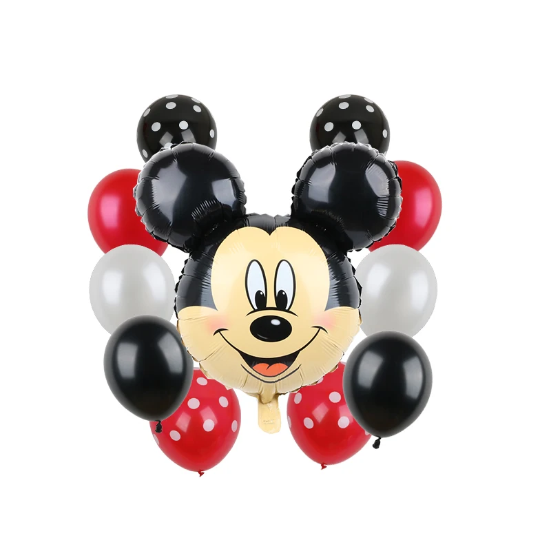 Оранжевый 14pcs Happy Birthday Decoration Balloon Mickey Minnie Cartoon Star Xenon Paper Ballon Baby Shower Number Balloon Polka Dot Globo - Цвет: Оранжевый