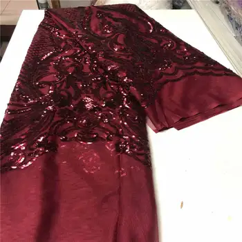 

Nigerian Sequins velvet Lace Fabrics 2020 High Quality African Lace Fabric Wedding French Tulle Lace Material For Dress! YJ10503