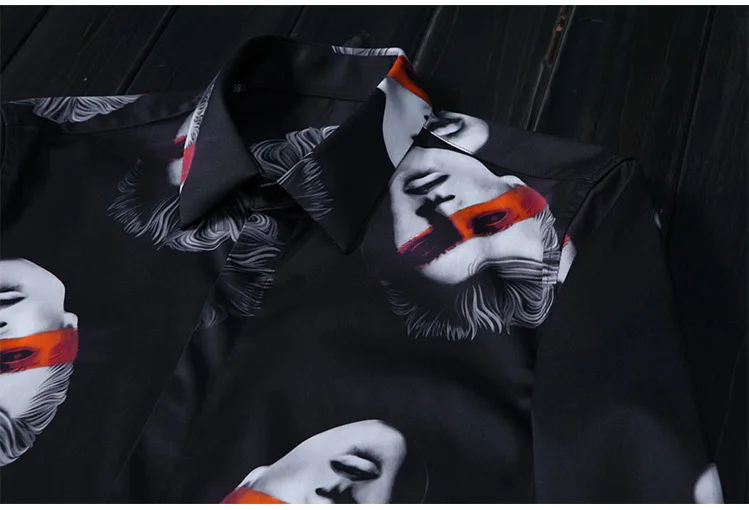 Mens Shirts Luxury Handsome Men Head Digital Printing Mens Dress Shirts Plus Size 4xl Long Sleeve Casual Man Shirts