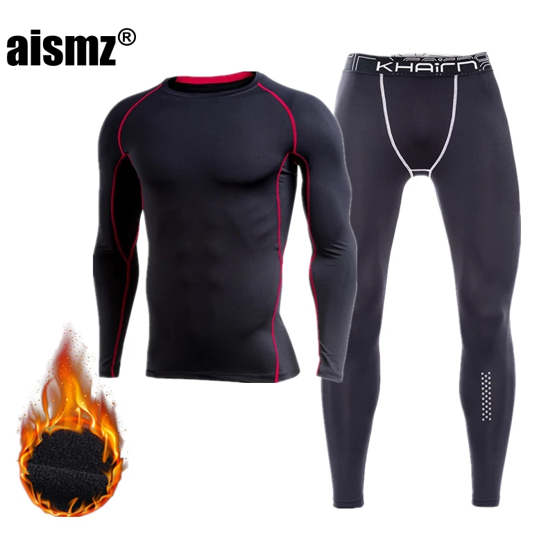 Aismz термобелье мужское термобелье термо Camisa Termica кальсоны ТЕРМОколготки зимние компрессионное белье наборы быстросохнущие - Цвет: P17100-1  P5842