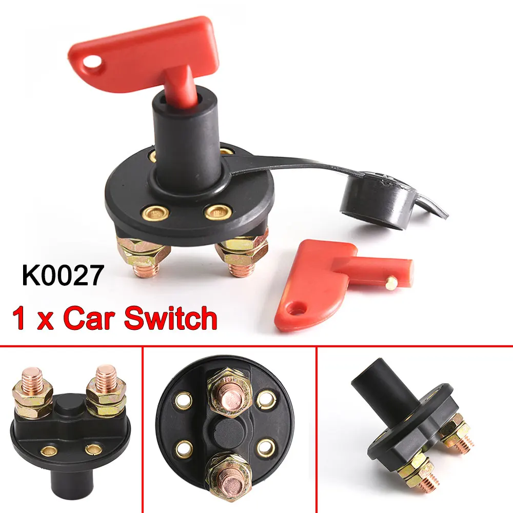 Battery Disconnect Switch AD Car Power Switch 12V Main Cut Off Kill Switch Vehicle Modified Isolator Disconnector Red Key Cut Off For Truck Boat
