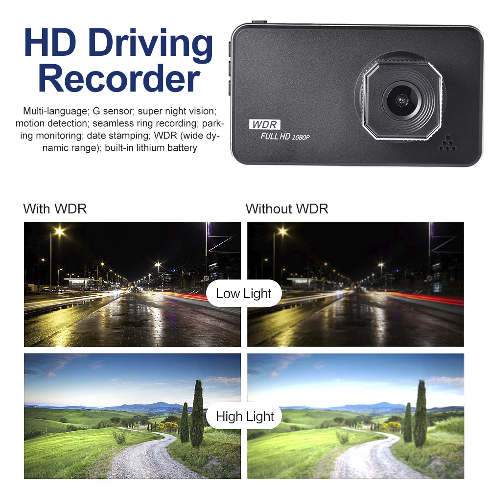 1080P Автомобильный регистратор DVR приборная панель Многоязычная камера Full HD с 4 AVI Автомобильный регистратор s