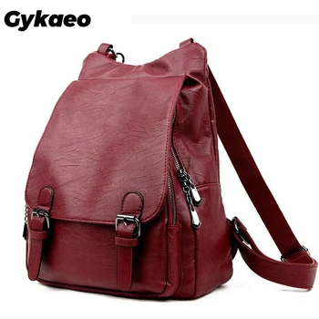 

Gykaeo 2020 Summer Soft Leather Women's Backpack Students Bookbag Korean Style Female Multifunctional Travel Backpacks Sac A Dos
