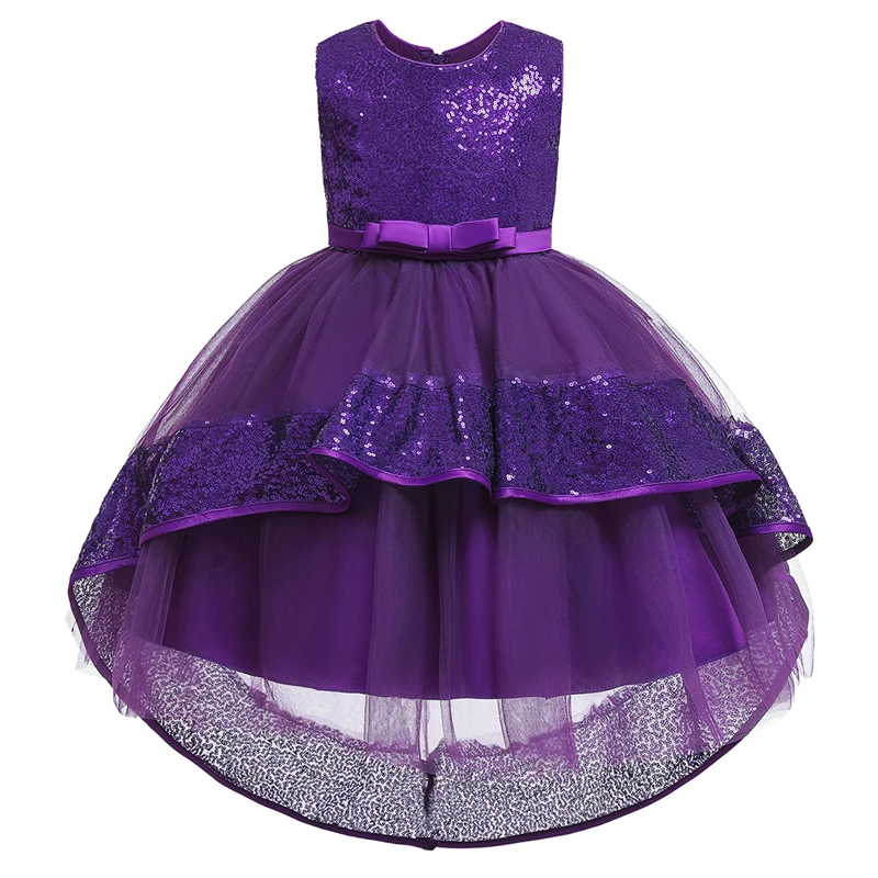 Dark purple Г. Зимнее платье для девочек; элегантные Детские платья для девочек; детская одежда; платье принцессы с цветочным рисунком; торжественное вечернее платье на свадьбу - Цвет: Dark purple