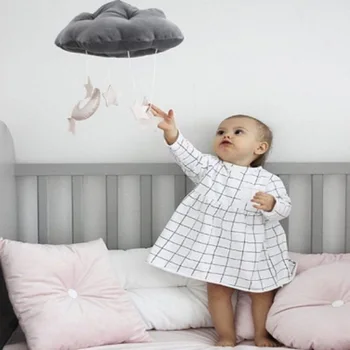 

Romantic Infant Baby Soft Plush Bed Hanging Decors Wind Chimes Handmade Cloud Felt Love Pendant Child Bedroom Hanging Decoration