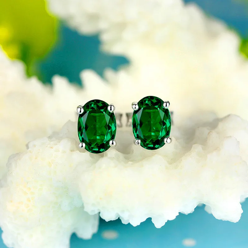 Милые женские серьги овальной формы с зелено-синим цирконом Женские винтажные
