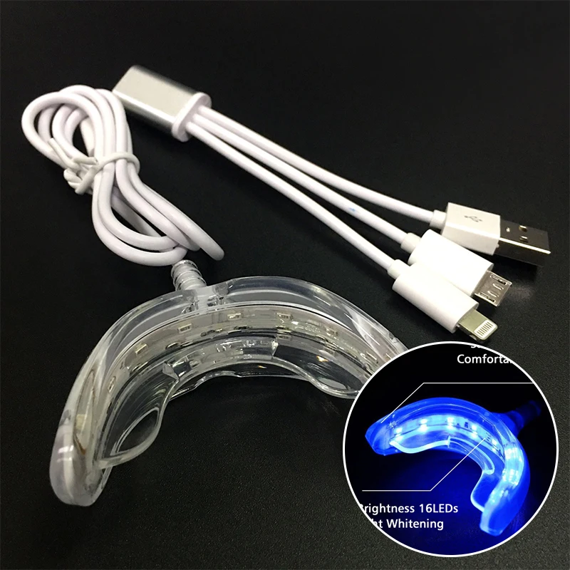 Wholesale Portable Tooth Dental Whitening Device Teeth 4 USB Charge 16 LEDs Blue Lights