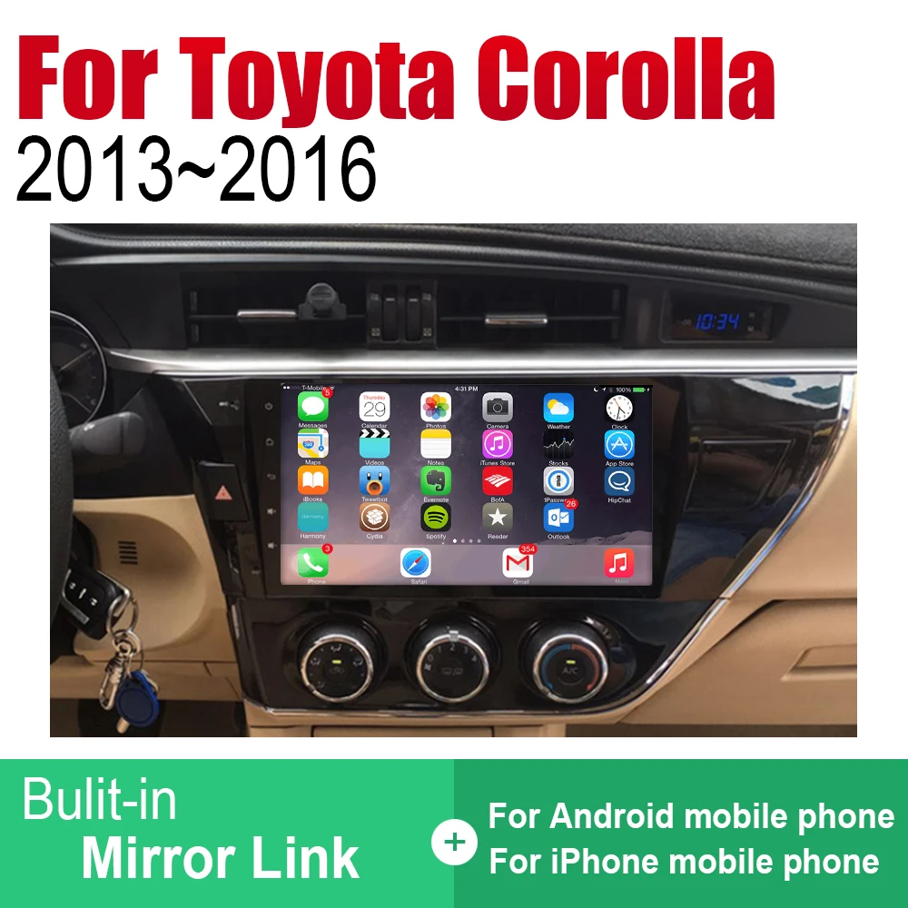 ZaiXi Android автомобильный Радио Стерео gps навигация для Toyota Corolla 2013~ Bluetooth wifi 2din автомобильный Радио мультимедийный плеер аудио