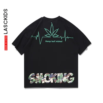 

LASCKIDS Hip Hop T shirt Men Camouflage Weed Graphic Oversized Mens Tshirt Cotton T shirts Male Summer Tops Streetwear KX34