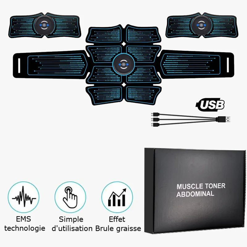 Стимулятор мышц живота тренажер USB подключение EMS оборудование для фитнеса Abs