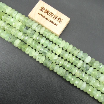 

APDGG Natural Green Prehnite Rondelle Faceted Loose Beads 15.5" Strand Jewelry Making DIY