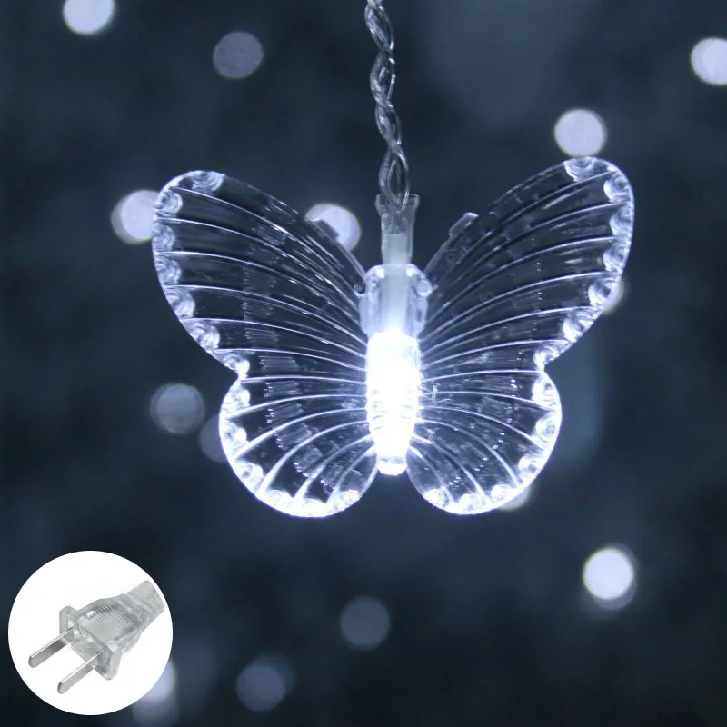 Красочный светодиодный бабочка Шторы свет Ices полосы бабочка подвеска световая Гирлянда для дома и улицы украшение, Рождественский венок L9#2 - Испускаемый цвет: US white