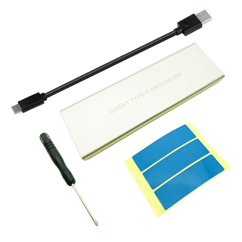 Aluminium USB 3.1 zu M.2 SSD NVME HDD Gehäuse NGFF PCI-E zu Typ C Anschluss Festplatte Fall JMS583