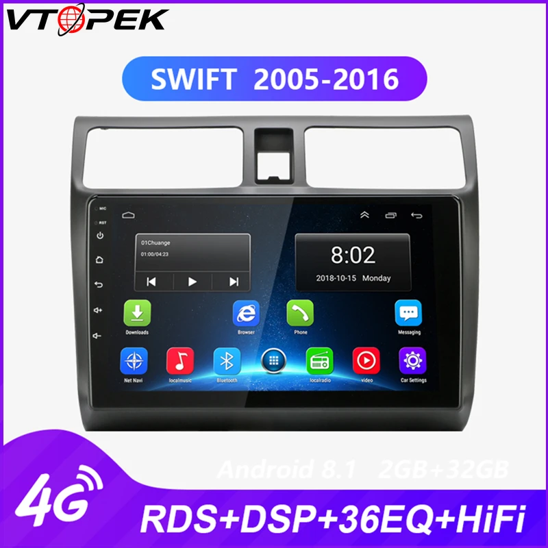 

Vtopek Android Car Stereo radio for Suzuki swift 2005-2016 Video multimedia player 4G net WIFI Touch Screen RDS DSP dvd player