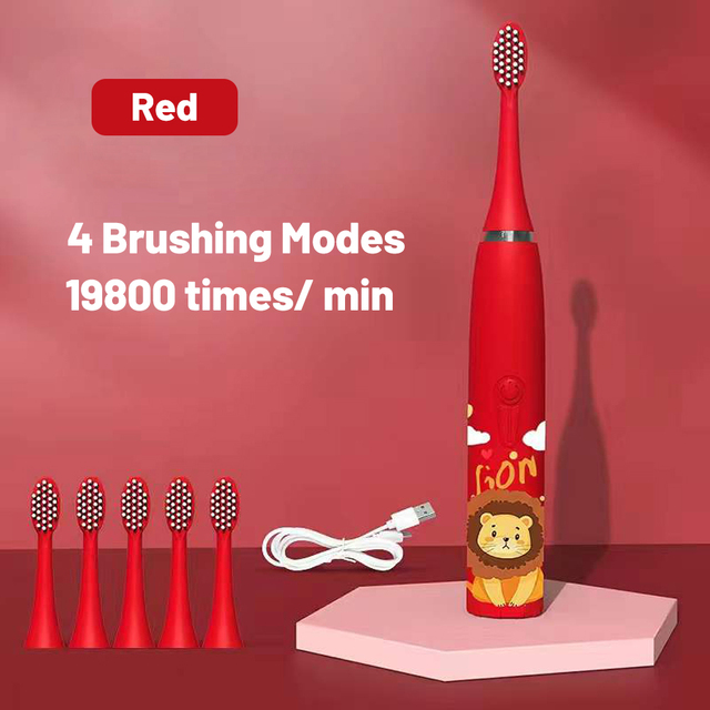 Children Electric Toothbrush Cartoon Pattern Kids with Replace The Toothbrush Head Ultrasonic Electric Toothbrush