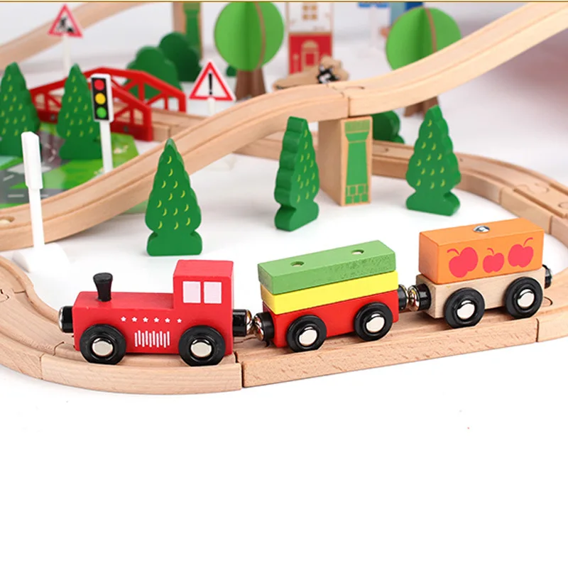 

Wooden 88 Pieces Camera Track Luxury Electric Small Train Set Children'S Educational DIY Assembled Solid Wood Early Education To