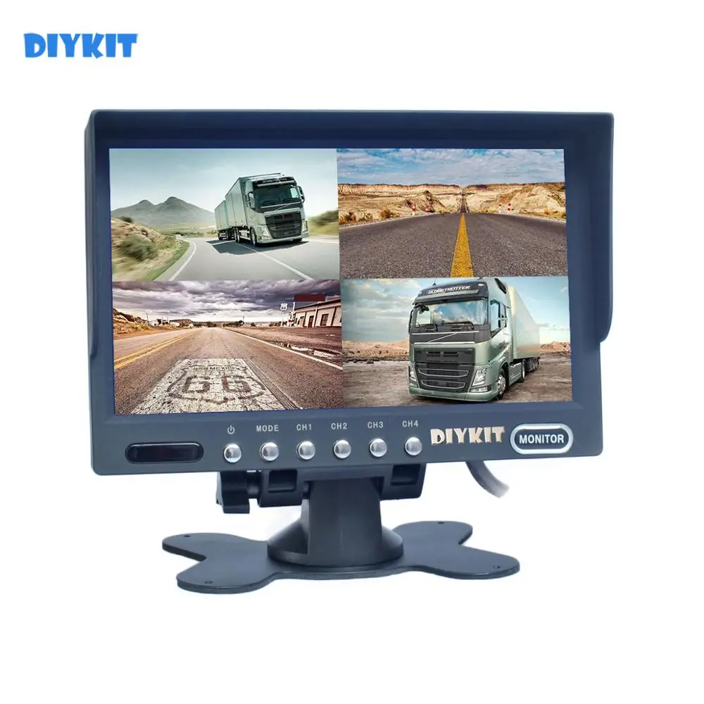 

DIYKIT Quality 7inch 4 Split Quad Display TFT LCD Color Rear View Monitor Car Monitor for Car Truck Bus Reversing Camera