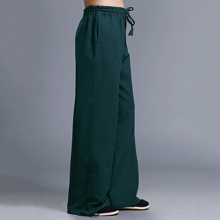 Casual Harem Pants Men Jogger Pants Chinese Traditional Harajuku Kung Fu Tang Suit Tai Chi Uniform Cotton Linen Trousers men hanfu pants