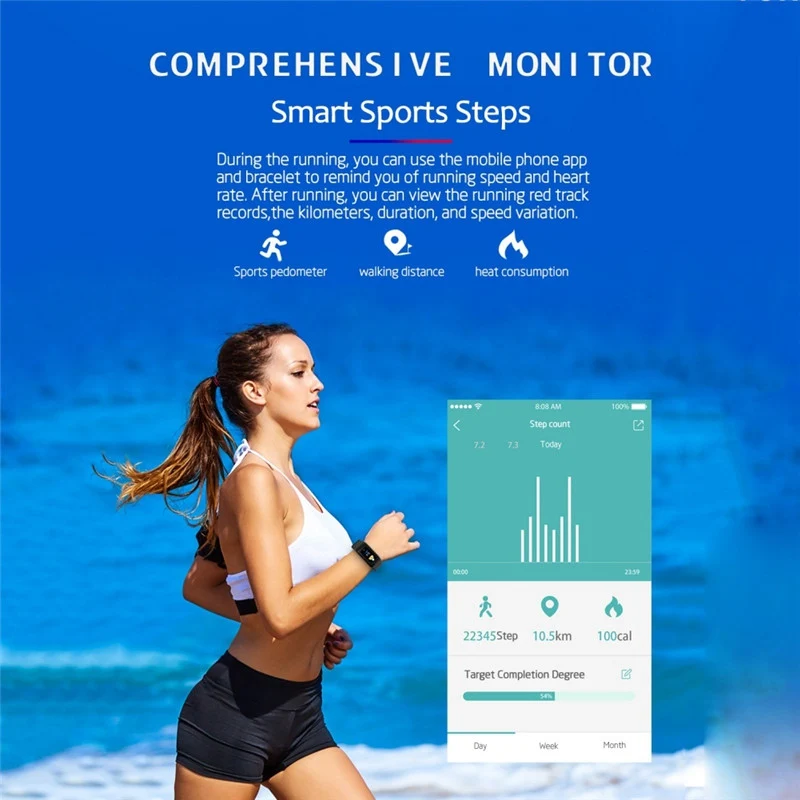 Smart band Blood Pressure Waterproof Color Screen Sports Smart Bracelet Heart Rate Monitor Smart Wristband Fitness equipment