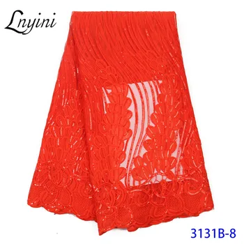 

Hot Sale African Lace Fabric with Sequins Coral French Tulle Mesh Lace High Quality Nigerian Net Lace Fabric for Wedding L3131B