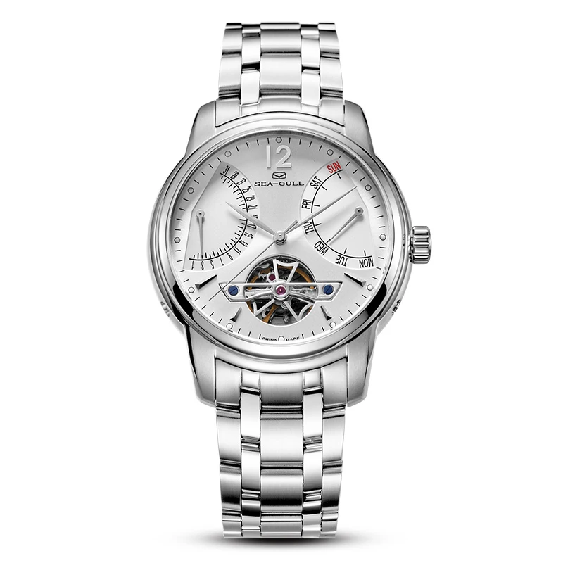 

Genuine Seagull watch 816.425 Retro Flywheel Skeleton Date+Day Display Self Wind Mechanical Automatic Men's Watch