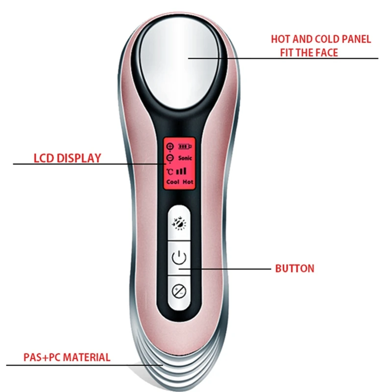 Anion Sonic Hot Cold Face Massager Beauty Skin Care Vibration Anti-Aging Firming Anti-Wrinkle Spa Machine Rechargeable