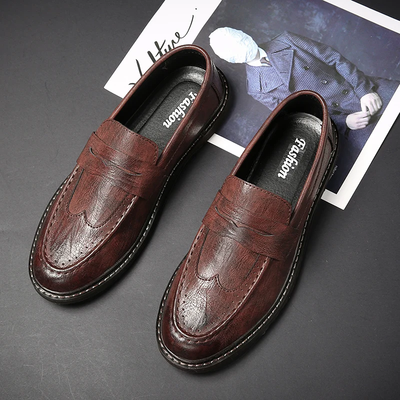 spring and autumn British style leather casual shoes men's shoes casual lightweight simple classic fashion business shoes