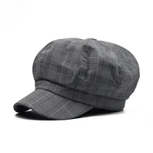 Весенне-летний женский тонкий берет в клетку, Британский ретро газетчик, шляпа художника, шикарная восьмиугольная шляпа