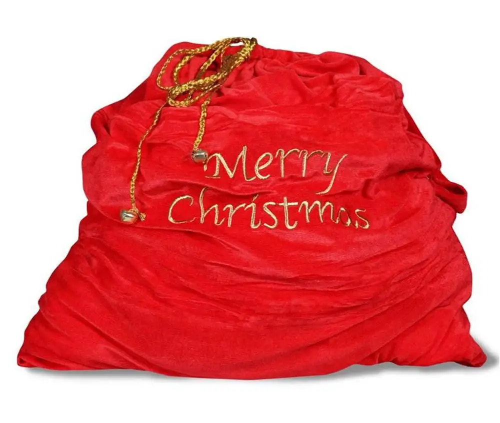 Merry Christmas Santa Sack Costume Velour Santa Bag Unisex-Adults#3O10 - Color: Red
