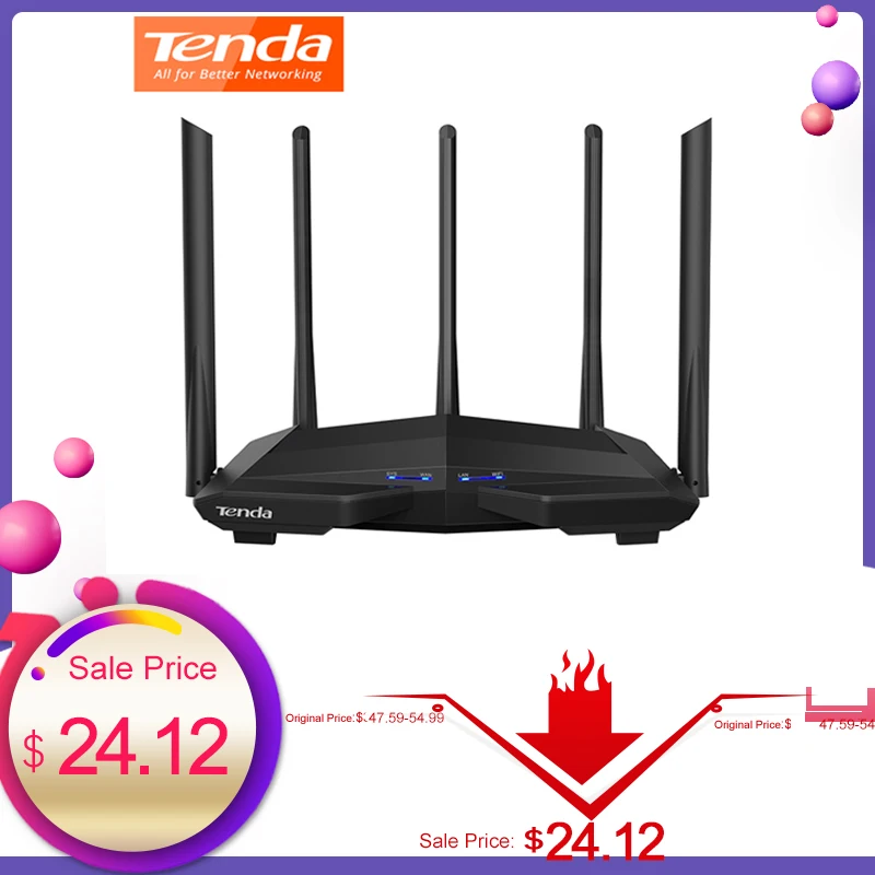  Беспроводной Wi-Fi роутер Tenda AC11, 1200 Мбит/с, ЦП 1 ГГц + DDR3 128 м, гигабитные порты 1WAN + 3LAN, антенны с высоким коэффициентом усиления 56 дБи, умное …