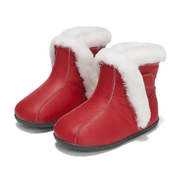 

Gilrs Warm Snow Boots Genuine Leather Upper Soft Baby Winter Boots Children Fashion Waterproof Super Soft Lightful Warm Shoes