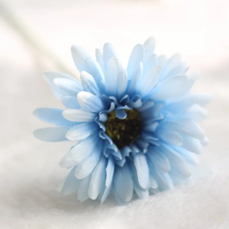 10 см Гербера искусственные шелковые цветы для украшения свадебной вечеринки 1 шт. 55 см Искусственный цветок ромашка Хризантема домашний сад Декор - Цвет: Синий