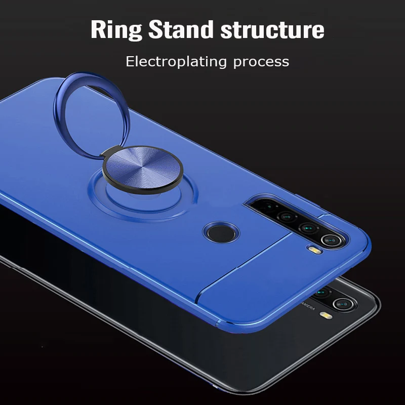 Чехол для телефона с кольцевым кронштейном Xiaomi Redmi Note 8 Pro мягкий силиконовый