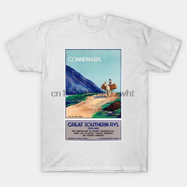 Men t-shirt Vintage Travel Poster Ireland Connemara tshirt Women t shirt |