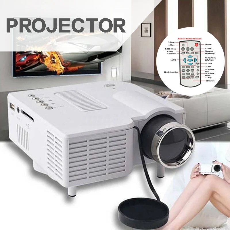 

UC28 Mini LED Projector LCD 1080P Full HD Multimedia Home Theater USB TV HDMI LED Beamer Projector for Set Top Box DVD VCD Playe