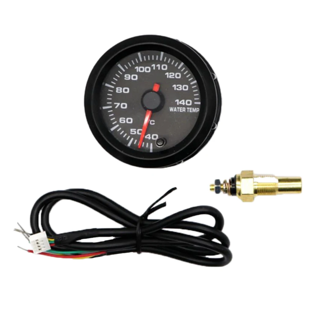 7 Color 40-140℃ Electric Water Temperature Gauge Kit For 12V Car& Truck- 2-1/16" 52mm, Black