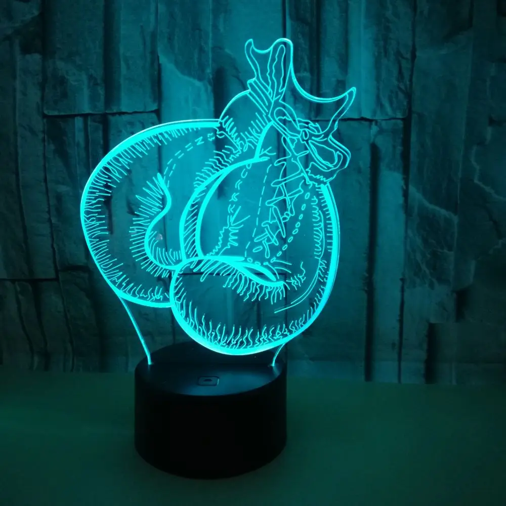 3D Boxing Gloves Night Light Touch Table Desk Optical Illusion Lamps 7 Color Changing Lights Home Decoration Xmas Birthday Gift night lamp for bedroom wall Night Lights
