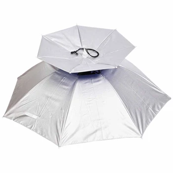 

Silver Waterproof Anti-Uv Umbrella Hat Beach Head Tent Sun Shelter Portable 80Cm Sun Shade Outdoor Camping Fishing Hiking