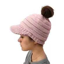 Новая женская зимняя шапка, шерстяные вязаные шапки, шапки для спорта на открытом воздухе, теплая шапка, вязаная шапка с отверстием для хвоста, женские наушники