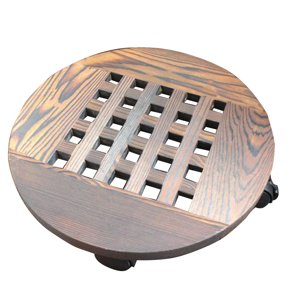 

Trays Multifunctional Practical Durable Move Indoor Outdoor Carbonization Wood Plant Stand Thicken Corrosion Resistant Round