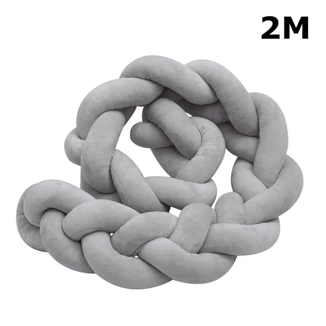 gray 2m 1-2 м Длина Детская кровать бампер Детская комната Декор 4 косы детская кровать Декор чистый плетение плюшевый узел кроватки бампер протектор - Цвет: gray 2m