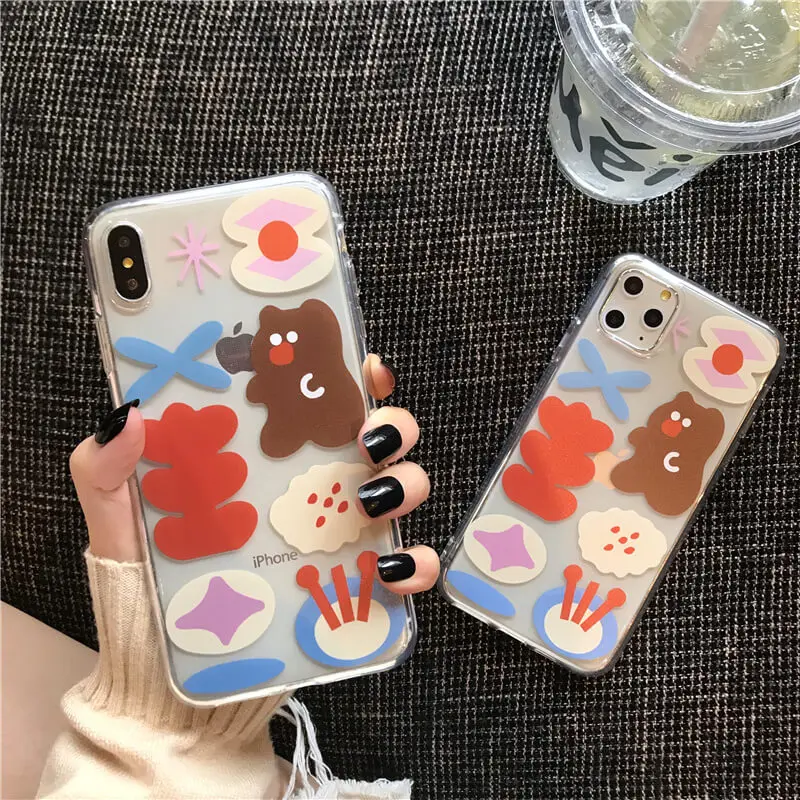 INS Корея цветок медведь силиконовый мягкий чехол для iPhone 11 Pro MAX XS XR X 7plus 8 6 7 6s Plus
