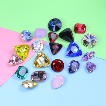 

100pcs random mix shape color Glitter crystals and stones strass rhonestones 10-15mm nail art decorations rhinestone for clothes