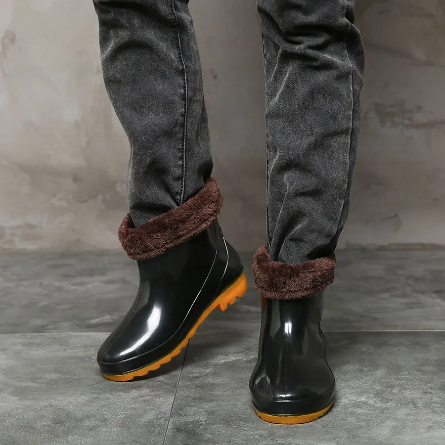 

Set Hair Four Seasons Men Short Cylinder Rain Boots Non-slip Defense Water Boots Kitchen Labor Insurance Shoes Car Wash Water
