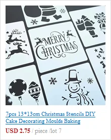 7pcs 13*13cm Christmas Stencils DIY Cake Decorating Moulds Baking Embellishments Stencil Template Mold for Home Kitchen Supplies 7pcs 13*13cm Christmas Stencils DIY Cake Decorating Moulds Baking Embellishments Stencil Template Mold for Home Kitchen Supplies