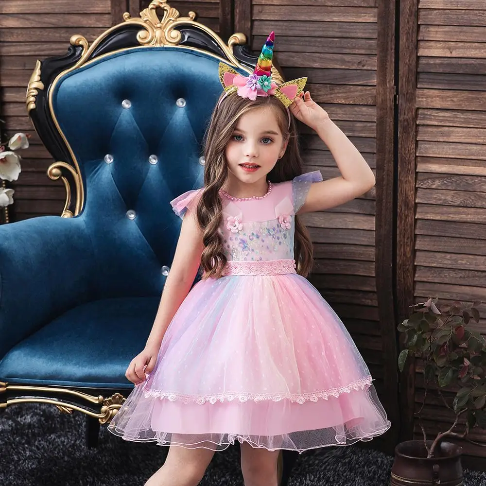 Vestido de unicornio para niñas pequeñas, elegante Vestido de princesa con  tutú, ropa de fiesta de navidad - AliExpress Madre y niños