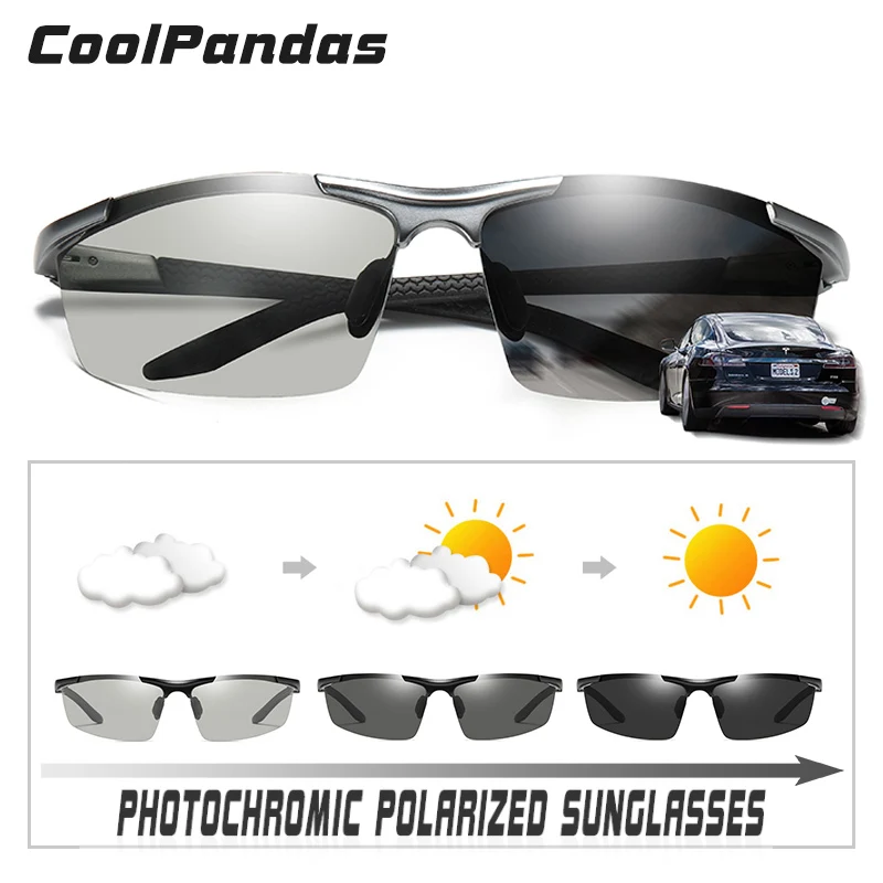 CoolPandas бренд классический дизайн фотохромные солнцезащитные очки для мужчин поляризованные очки для вождения день ночное видение Хамелеон объектив унисекс